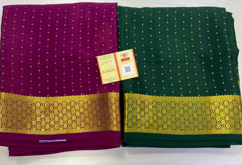 Printed pure mysore crepe silk saree – www.vannamayil.com